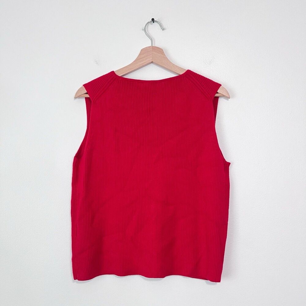 Abercrombie & Fitch Red Ribbed Tie Front Sweater Vest Top NWT Size M Coquette - Picture 5 of 7